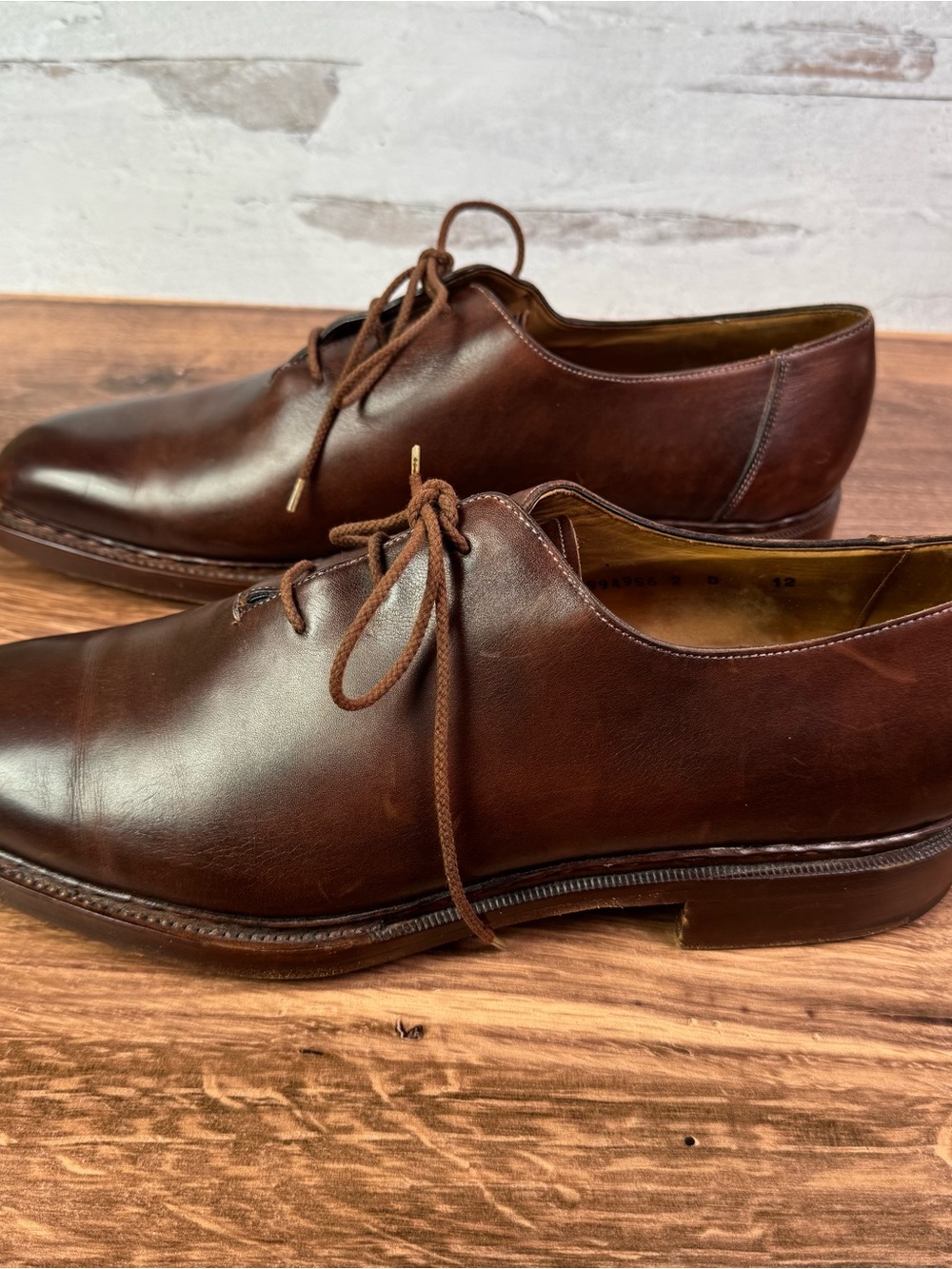Rare Vintage Handmade Brown Leather Men’s Dress Oxfords Nordstrom 12 D - Picture 4 of 9
